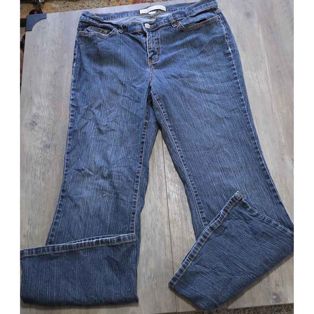 Venezia Stretch Flare Medium Wash Denim Blue Jeans Women Sz 16 Petite